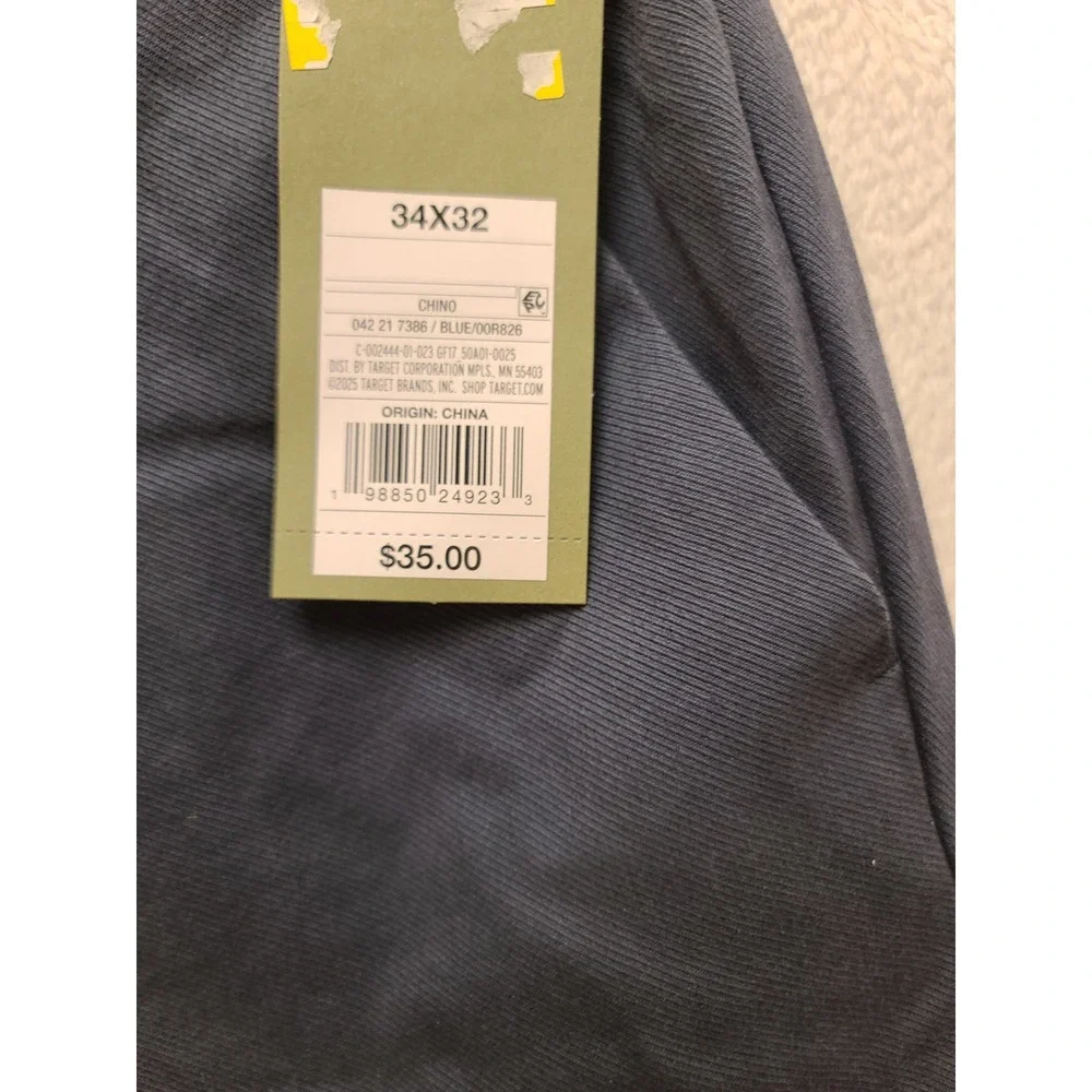 Goodfellow & Co Men's Slim Fit Comfort Wear Chino Pants Blue 34x32 New NWT